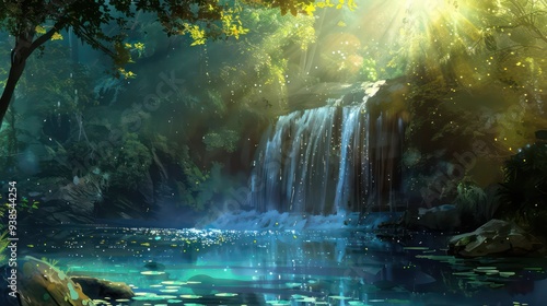 Wallpaper Mural Enchanted Waterfall in a Lush Forest Torontodigital.ca
