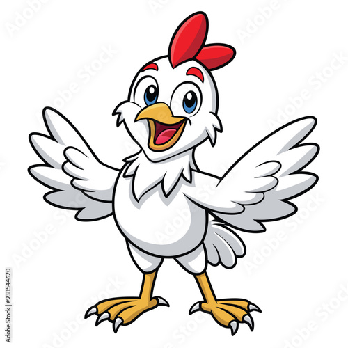 Chicken spreading wings cartoon character