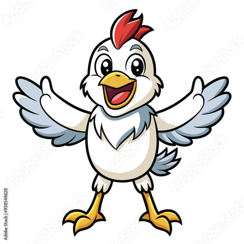 Chicken spreading wings cartoon character