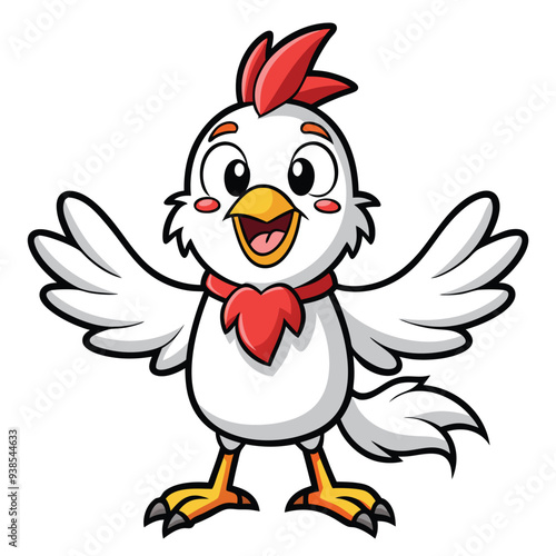 Chicken spreading wings cartoon character