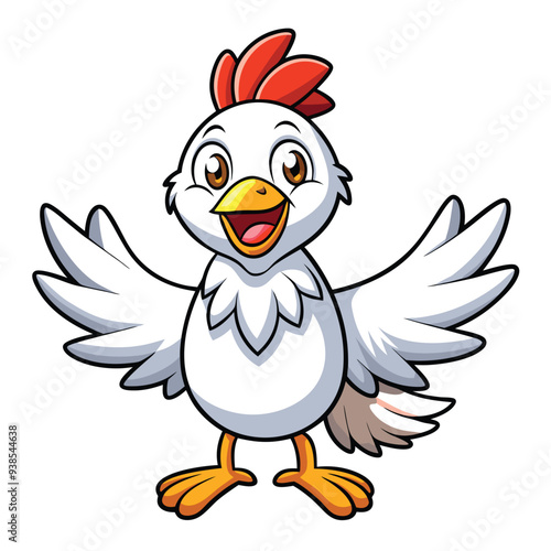 Chicken spreading wings cartoon character