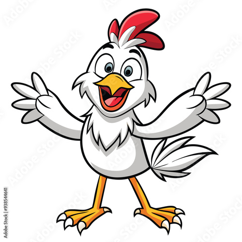 Chicken spreading wings cartoon character