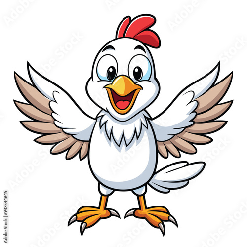 Chicken spreading wings cartoon character