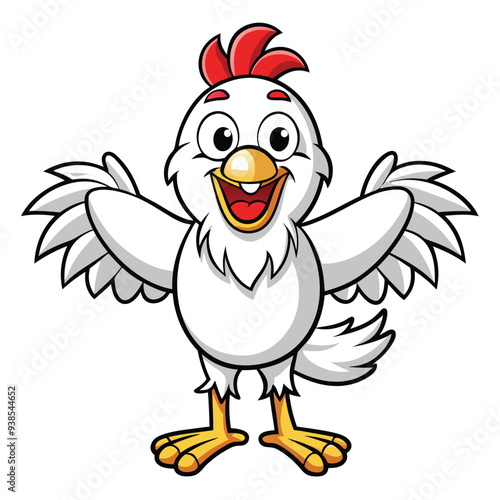 Chicken spreading wings cartoon character