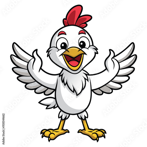 Chicken spreading wings cartoon character