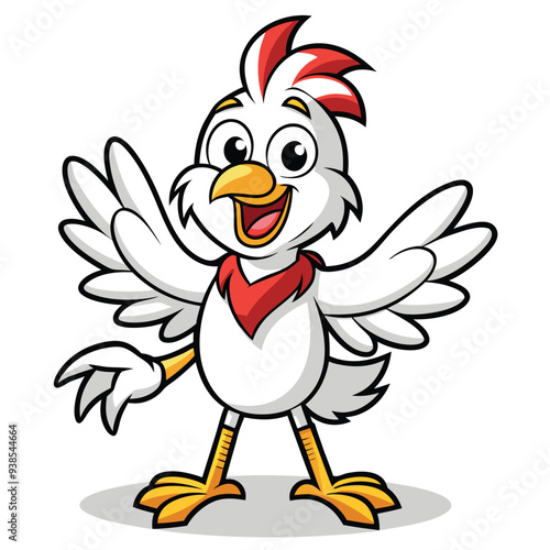 Chicken spreading wings cartoon character