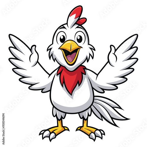 Chicken spreading wings cartoon character