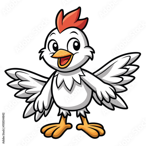 Chicken spreading wings cartoon character