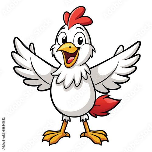 Chicken spreading wings cartoon character