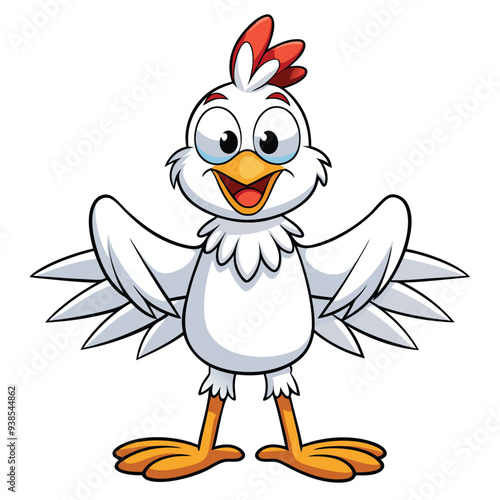 Chicken spreading wings cartoon character