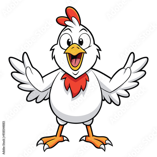 Chicken spreading wings cartoon character