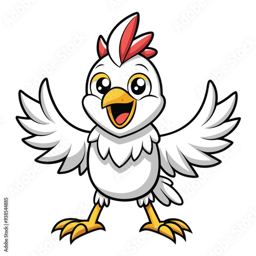 Chicken spreading wings cartoon character