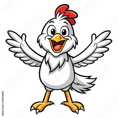 Chicken spreading wings cartoon character