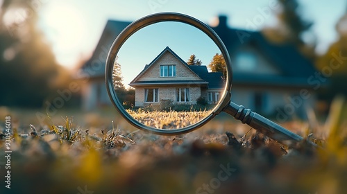Find a home to buy search by address House and magnifying glass Take a mortgage Investments in immovable assets Property Inspection Searching for real estate to buy : Generative AI