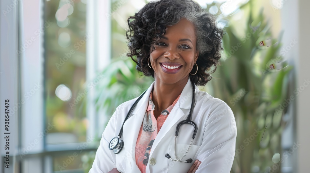 Elderly Afro-American female doctor in white professional clothes ,woman smiling Elderly Afro-American female doctor in white professional clothes ,woman smiling