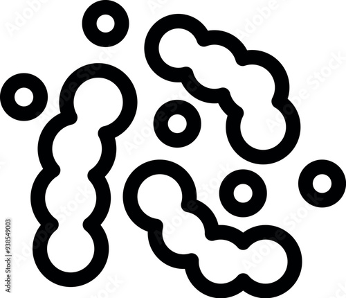 Black and white icon of streptococcus pneumoniae bacteria floating in body fluid