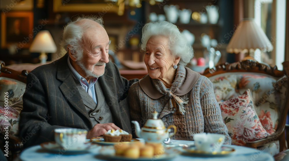 Elderly Couple Sharing Warm Moments Over Tea Elderly Couple Sharing Warm Moments Over Tea