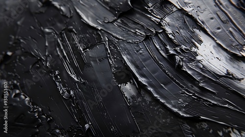 A textured black surface with layered paint strokes, showcasing depth and contrast.