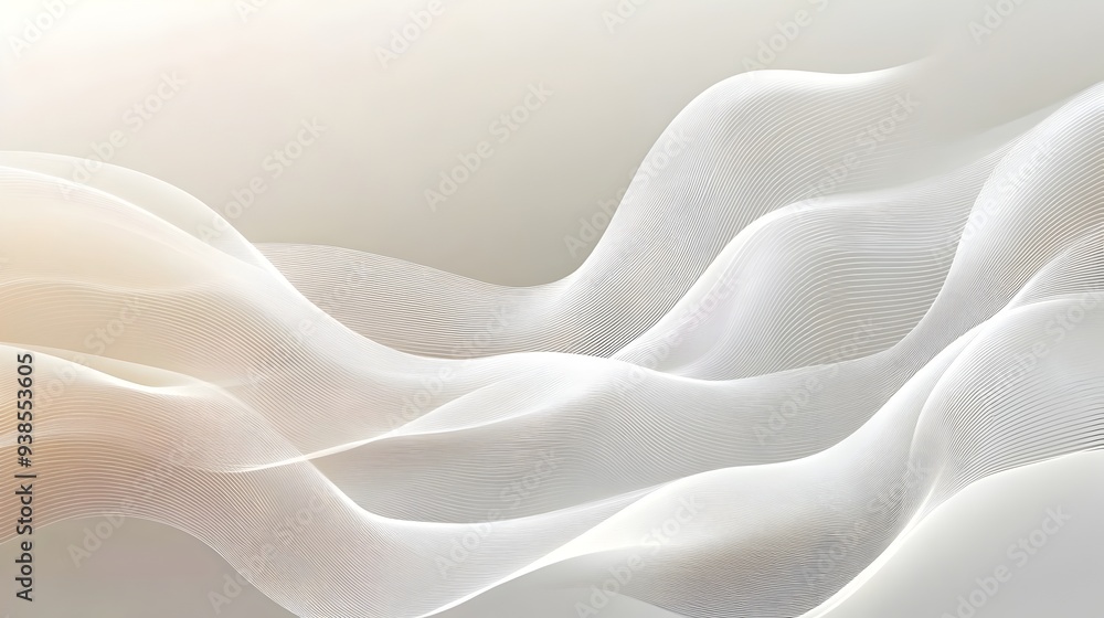 Obraz premium Serene and modern background featuring a smooth gradient with a light gray border and delicate wave patterns creating a visually appealing and professional design for presentations web layouts