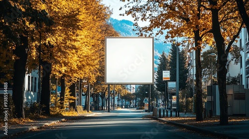 Wideformat billboard on a street in Switzerland in Ticino Lugano : Generative AI photo