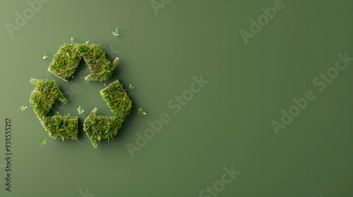 Moss Recycling Symbol on Green Background