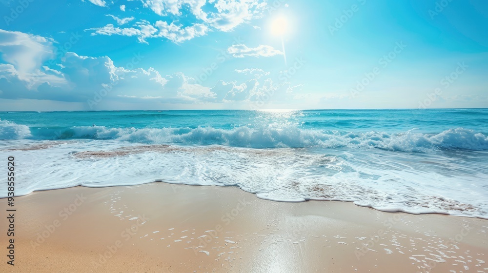 waves on the coastline of sandy beaches in summer paradise while on vacation, ai waves on the coastline of sandy beaches in summer paradise while on vacation, ai