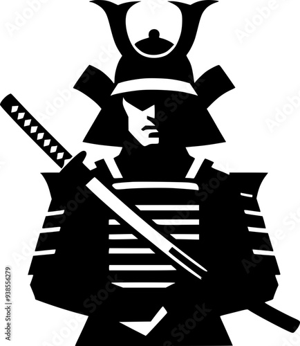 Artistic Samurai Helmet Outline for Minimalist Project photo