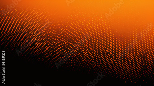 Orange Halftone On Dark Background Vector Dotted Style