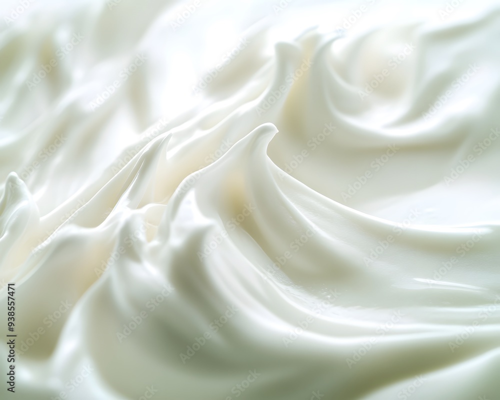 Whipped Cream Waves: A close-up of smooth, velvety whipped cream, its delicate peaks and swirls forming an ethereal and indulgent texture. Whipped Cream Waves: A close-up of smooth, velvety whipped cream, its delicate peaks and swirls forming an ethereal and indulgent texture.