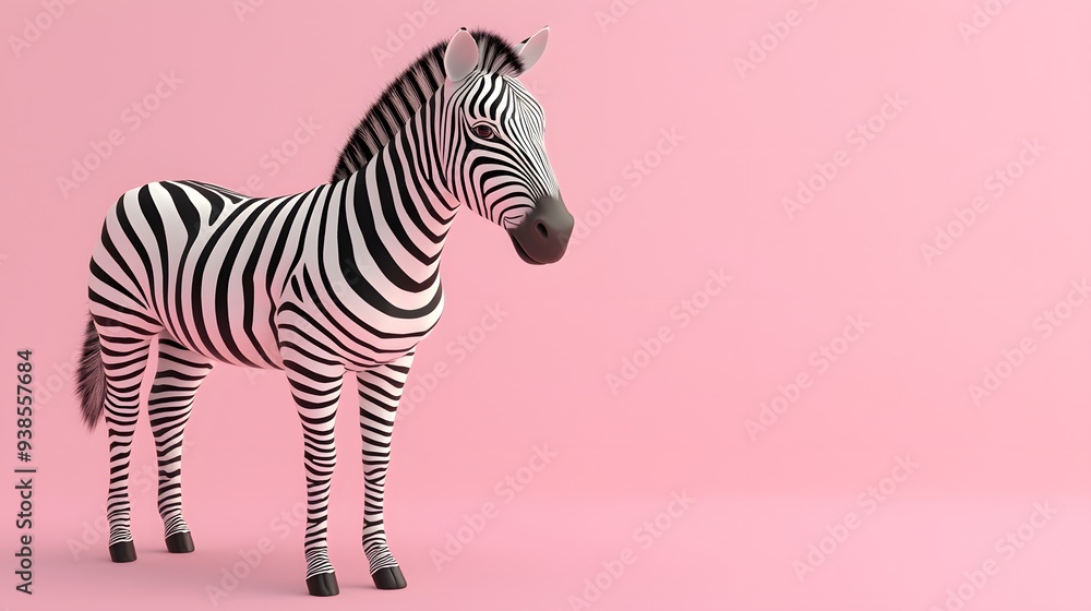 Striking Zebra on Pink: A stylized zebra stands out against a vibrant pink background, offering a contemporary take on wildlife imagery with ample copy space. Striking Zebra on Pink: A stylized zebra stands out against a vibrant pink background, offering a contemporary take on wildlife imagery with ample copy space.