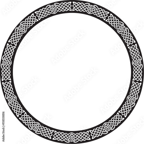 Circle round celtic style frame for design element. Vector illustration.