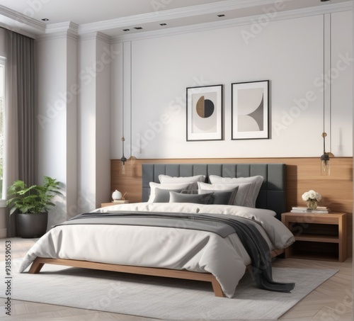 Wallpaper Mural Modern bedroom interior with stylish furniture and decor Torontodigital.ca