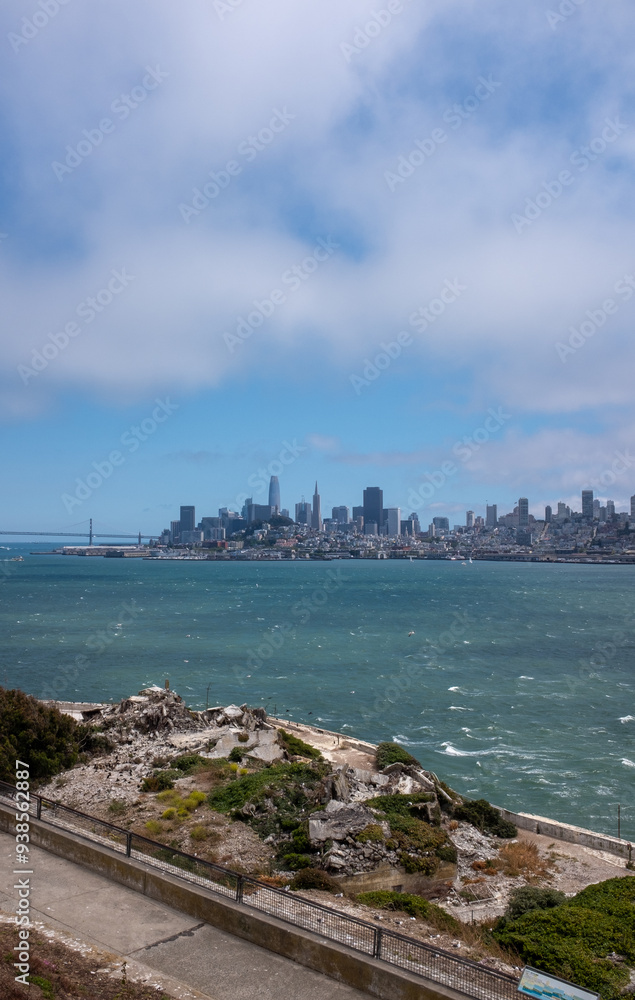 Beautiful view of the San Francisco skyline from the Alcatraz Island Beautiful view of the San Francisco skyline from the Alcatraz Island
