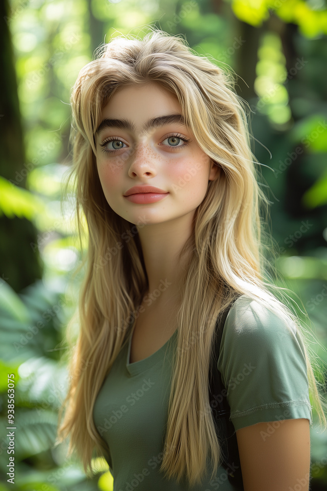 Model posing in nature, capturing natural beauty Model posing in nature, capturing natural beauty