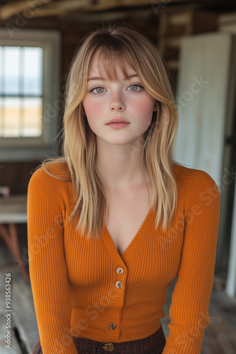 Young blonde model in a photo shoot photo