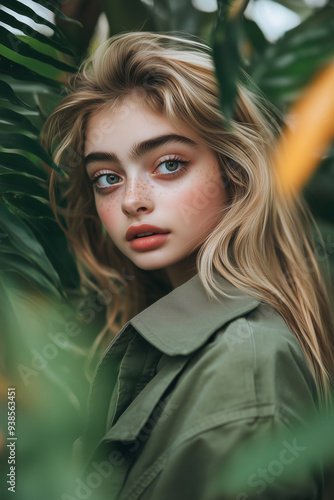 Model posing in nature, capturing natural beauty photo