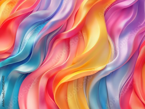 Abstract Colorful Wavy Background - 3D Rendered, Vibrant Gradient, Smooth Flowing Lines