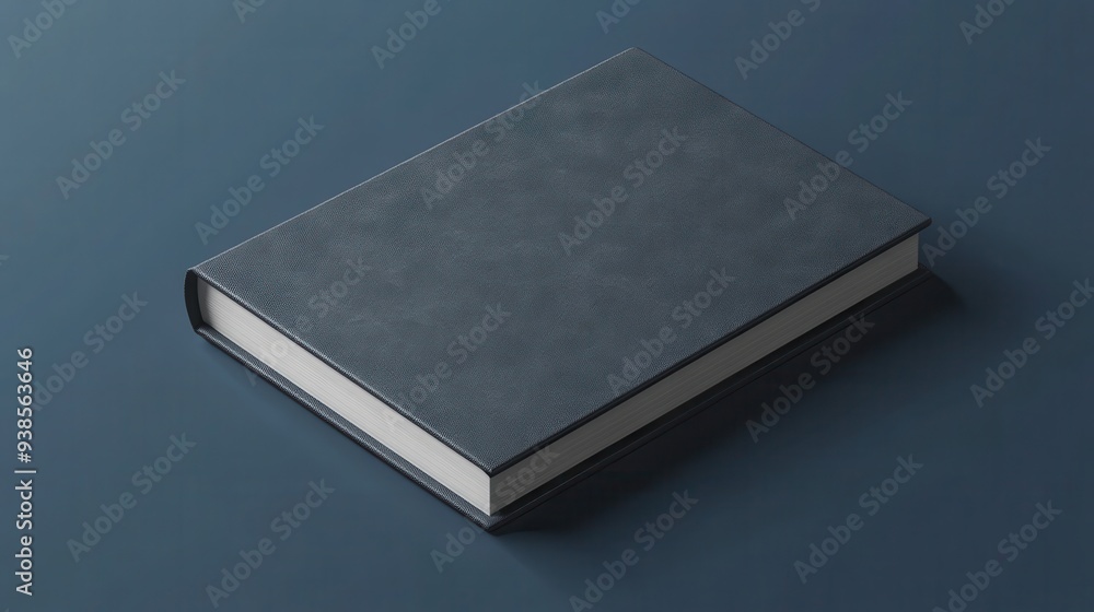 Closed Hardback Book with Blue Cover Mockup on Blue Background Closed Hardback Book with Blue Cover Mockup on Blue Background