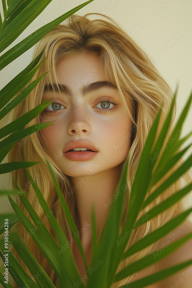 Naklejka premium Model posing with elegance in a natural setting