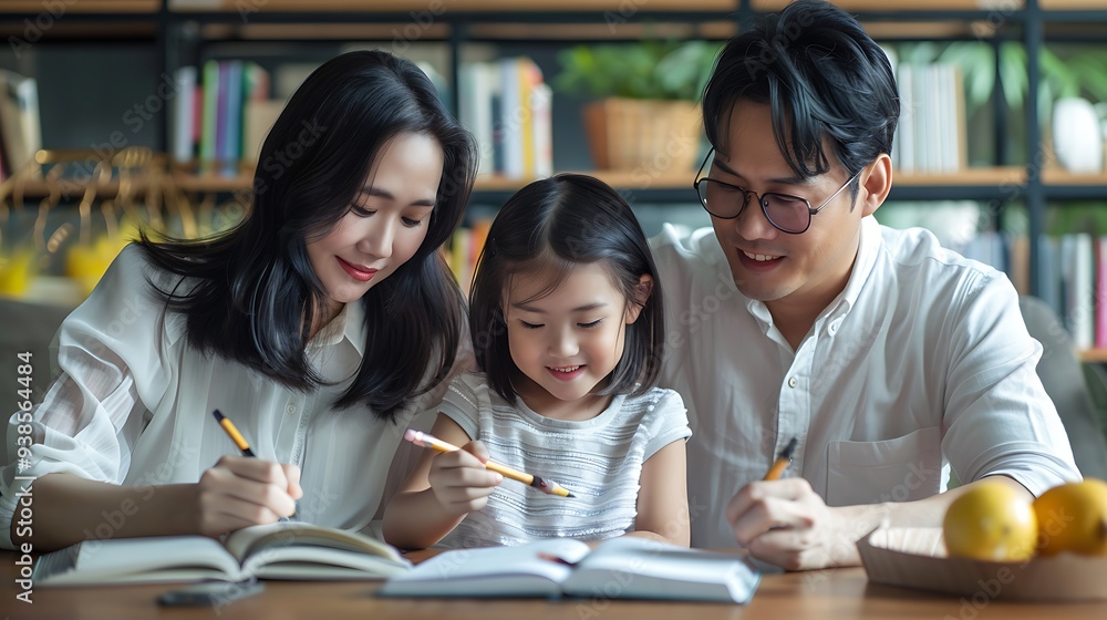 Family Studying Together at Home Family Studying Together at Home
