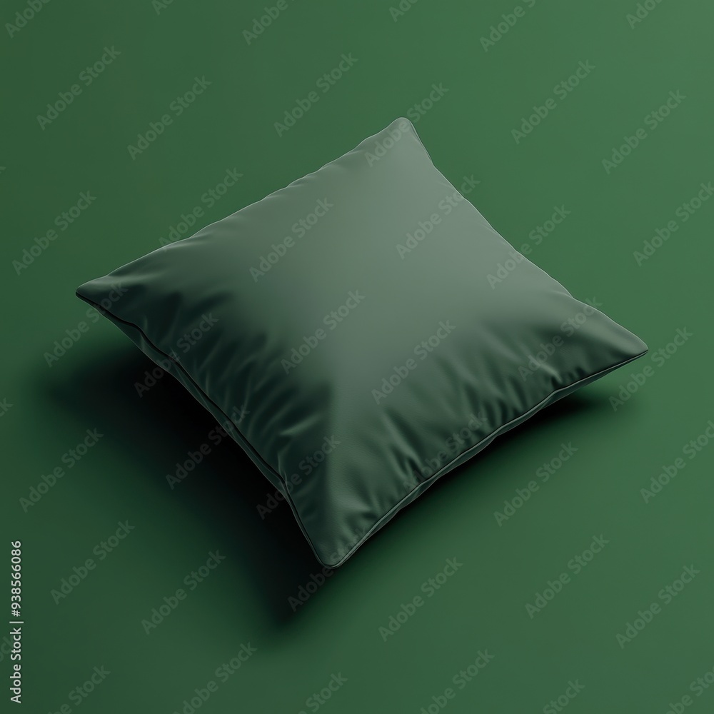 Green Pillow Mockup on Green Background - Minimalist Design. Green Pillow Mockup on Green Background - Minimalist Design.