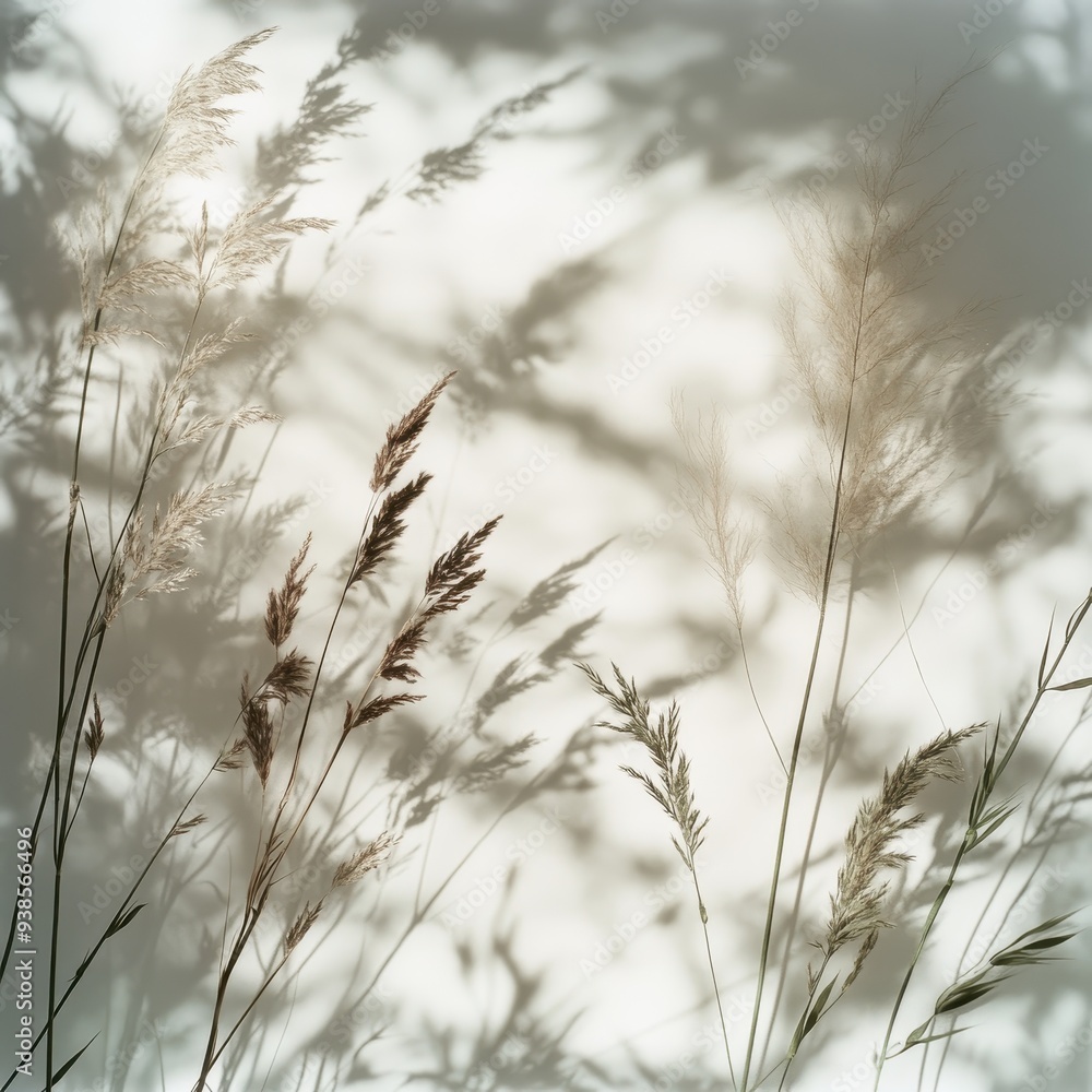 Fototapeta premium Dried Grass and Shadow Abstract - Minimalist Nature Photography.