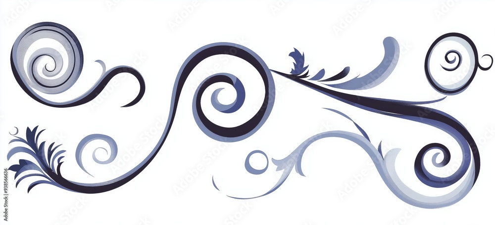 Elegant and Abstract Swirl Patterns in Shades of Blue