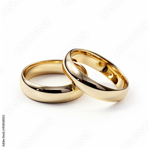 Elegant Gold Wedding Rings on White Background