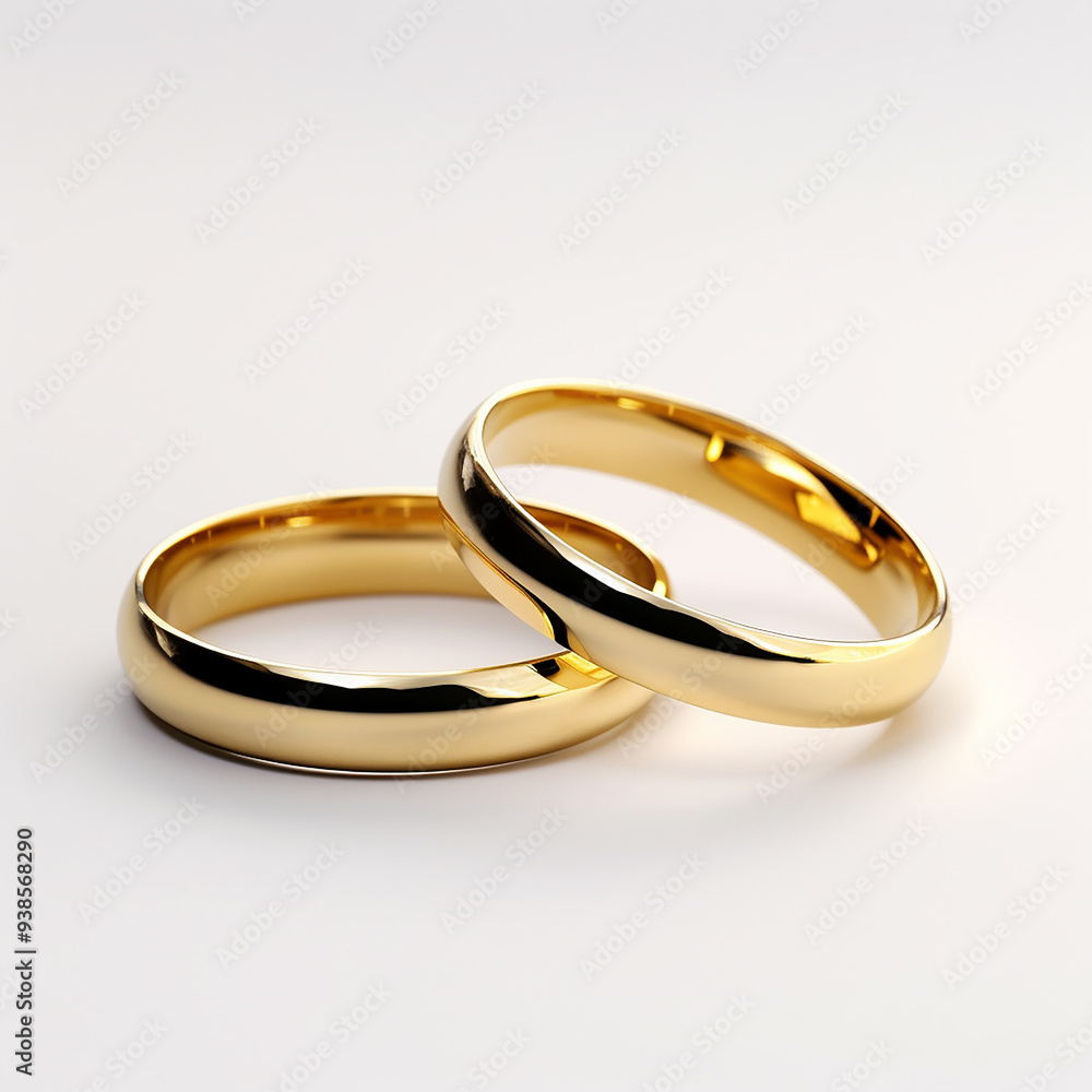 Elegant Gold Wedding Rings on White Background Elegant Gold Wedding Rings on White Background