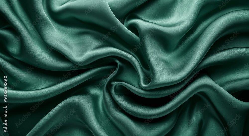 Dark Green Silk Satin Fabric with Wavy Drapery Texture - Luxury Background for Design, Wedding Invitation, Poster, Banner, Greeting Card - Flat Lay Top View Dark Green Silk Satin Fabric with Wavy Drapery Texture - Luxury Background for Design, Wedding Invitation, Poster, Banner, Greeting Card - Flat Lay Top View