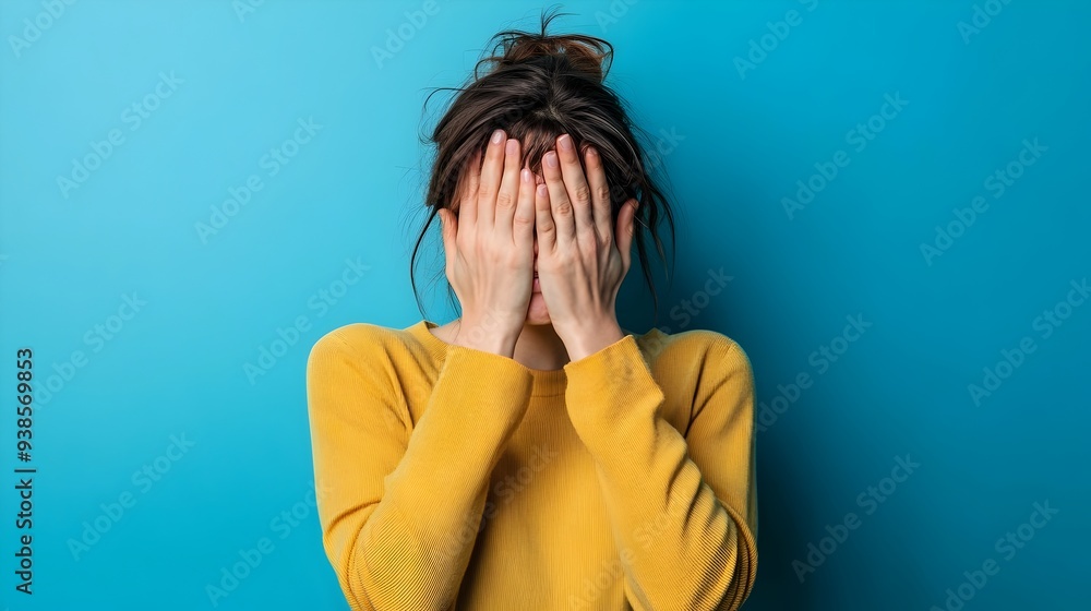 Frustrated Human Portrait of a frustrated individual with a hand covering their face in ...