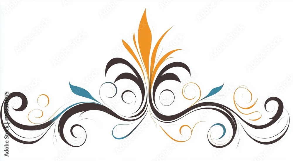 Fototapeta premium Colorful Floral Swirl Design with Elegant Curves and Leaves