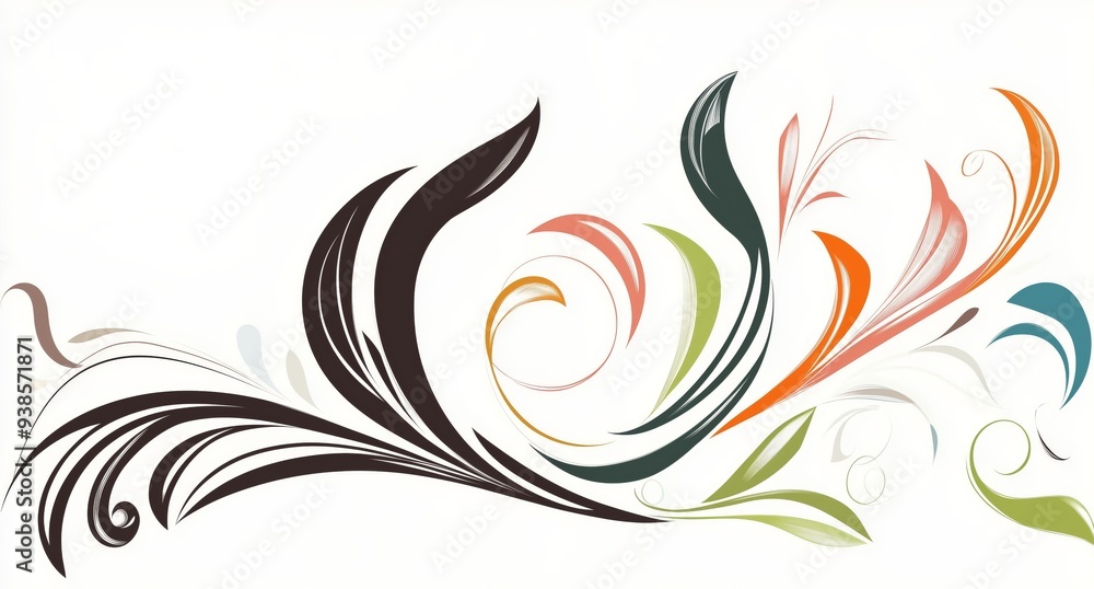 Elegant and Whimsical Floral Design with Dynamic Swirls Elegant and Whimsical Floral Design with Dynamic Swirls