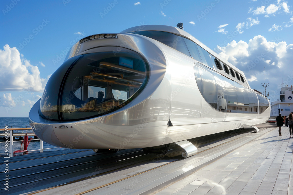 Train of the future in a futuristic design Train of the future in a futuristic design